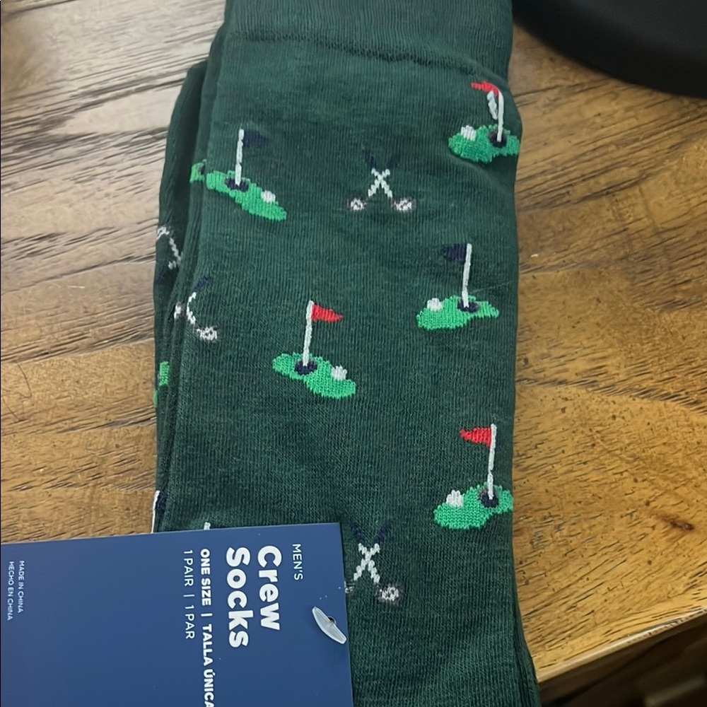 Green Golf Pattern Crew Socks